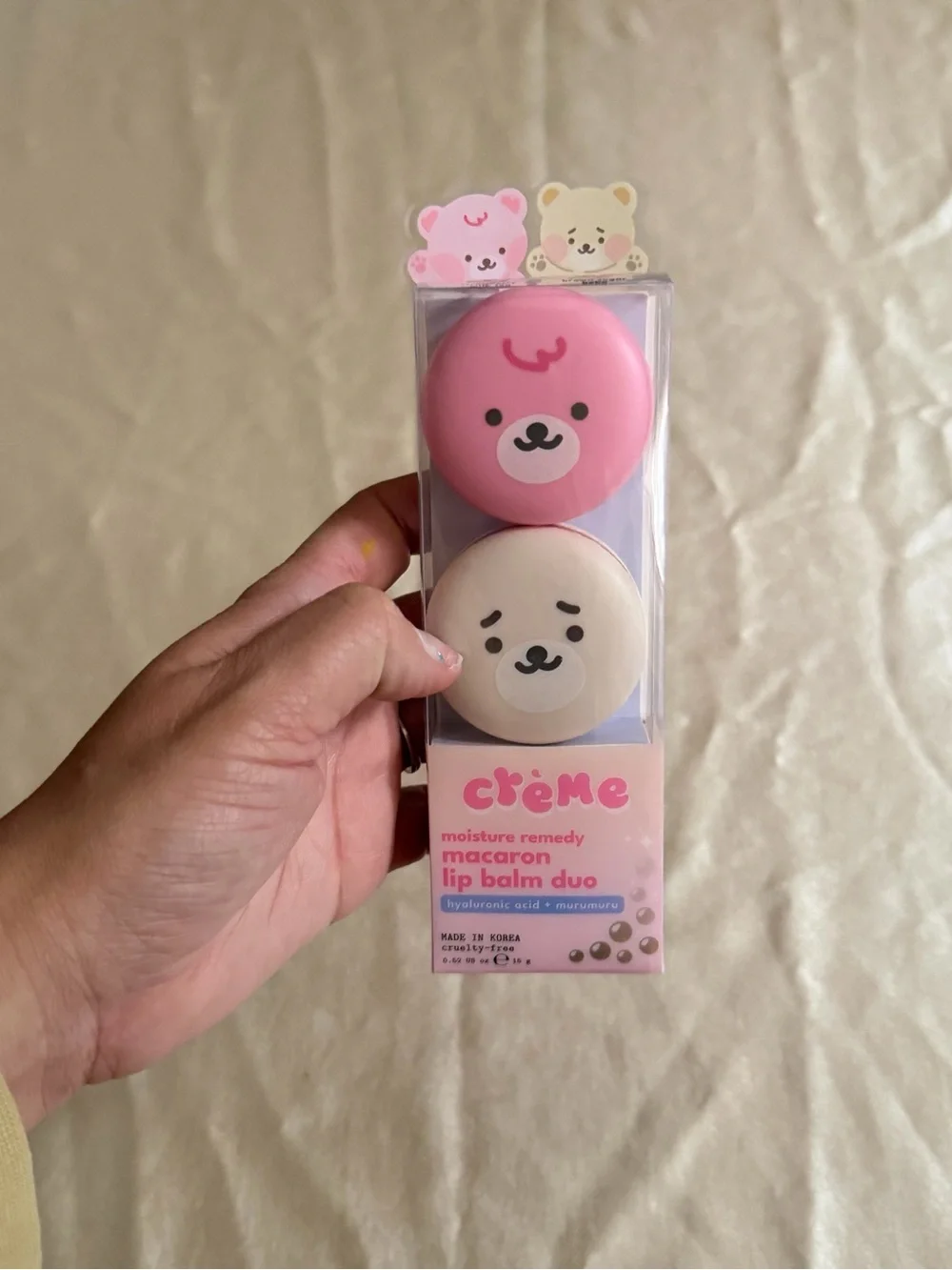 The Crème Shop Boba Bears Moisturizing Macaron Lip Balm Duo New
